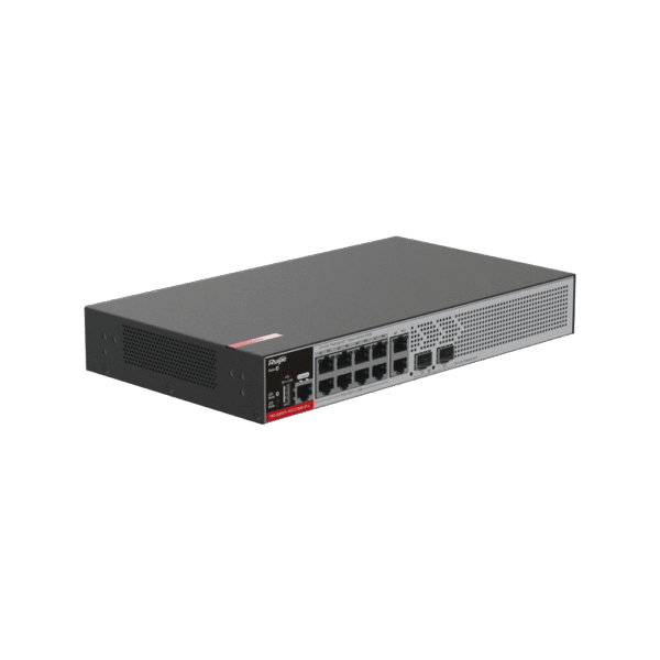 Switch Administrable L2+ con 10 puertos Gigabit (1-8 PoE+), 2 SFP para fibra 1Gb / 2.5 Gb , gestión gratuita desde la nube, 125w