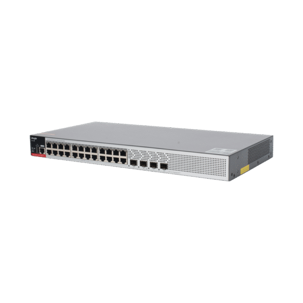 Switch Administrable L2+ con 24 puertos Gigabit PoE+, 4 SFP para fibra 1Gb / 2.5 Gb , gestión gratuita desde la nube, 370w
