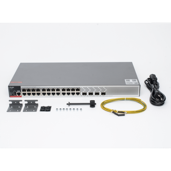 Switch Administrable L2+ con 24 puertos Gigabit PoE+, 4 SFP para fibra 1Gb / 2.5 Gb , gestión gratuita desde la nube, 370w