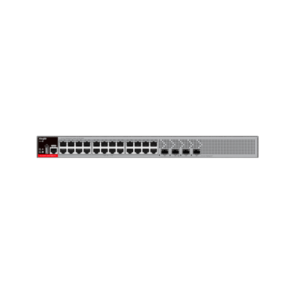 Switch Administrable L2+ con 24 puertos Gigabit PoE+, 4 SFP para fibra 1Gb / 2.5 Gb , gestión gratuita desde la nube, 370w