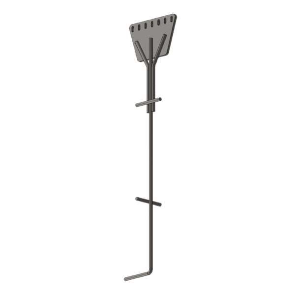 Ancla de Piso Tipo Paleta 7 Orificios para Retenida. Placa: 3/4", Redondo: 1", Altura: 210 cm. Galv. Inmersión.