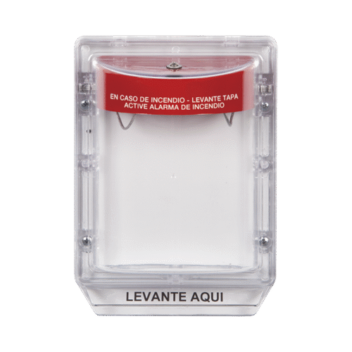 STI1100ES-l Cubierta Protectora de Policarbonato Serie Stopper II® , Con Bocina, Sin Espaciador, Montaje Empotrado, Etiqueta en Español