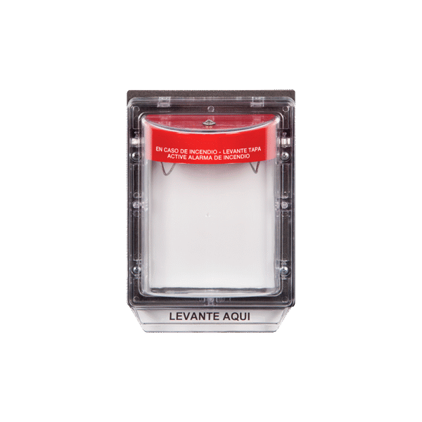 Protector de Policarbonato Super Resistente para Palanca de Incendio, sin Sirena y Texto en Español