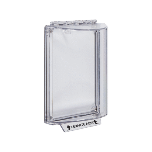 STI13000NCES-l Cubierta Universal Transparente / Texto de Incendio en Español / Sin Sirena / Bisagra Resistente / Montaje Al Ras