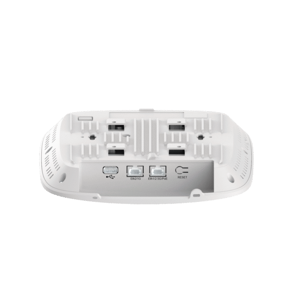 Access Point cnPilot XE3-4 WiFi 6/6E 802.11ax (2.4, 5 y 6 GHz), 3 radios definidos por software (SDR), MU-MIMO 4x4, Políticas de control de aplicaciones, hasta 1,500 clientes, gestión desde la nube, hasta 6.6 Gbps.