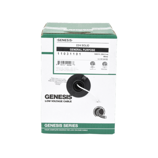 Carrete de Cable 4 x 22 AWG CM-CL2 / 305 mts / Para uso Interior / Sin Blindaje / Para Aplicaciones de Alarmas de Intrusión / Control de Acceso / Automatización / Voceo