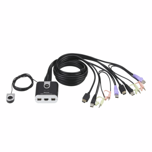 CS692-l Switch KVM formato cable HDMI/Audio USB de 2 puertos con selector remoto de puerto