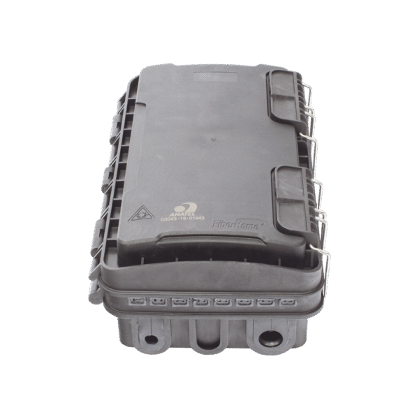 Caja de Distribución de Fibra Óptica para 24 Empalmes, con 8 acopladores SC/APC simplex, Exterior IP65, Color Negro