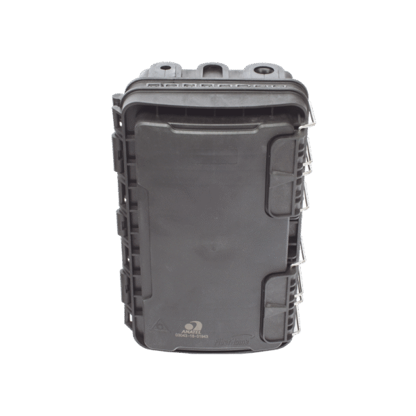 Caja de Distribución de Fibra Óptica para 24 Empalmes, con 8 acopladores SC/APC simplex, Exterior IP65, Color Negro