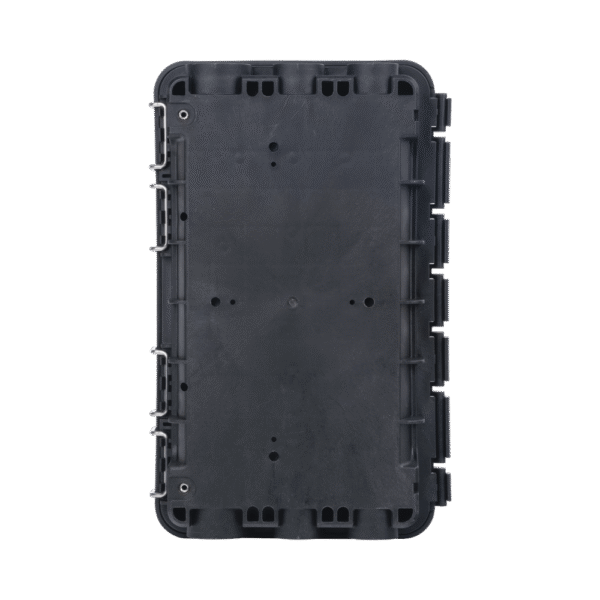 Caja de Distribución de Fibra Óptica, Hasta 96 Empalmes, Exterior IP65, Color Negro