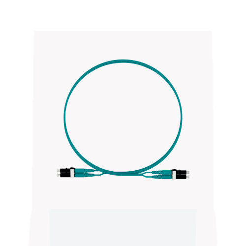 Jumper de Fibra Optica Multimodo 50/125 OM4, LC-LC Duplex, LSZH, Color Aqua, 1 Metro
