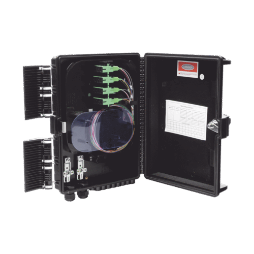 GFS16G-l Caja NAP (Network Access Point) Cierre de Empalme para 24 fusiones de fibra óptica, Interior/Exterior, con 16 acopladores SC/APC y splitter 1x16, IP65