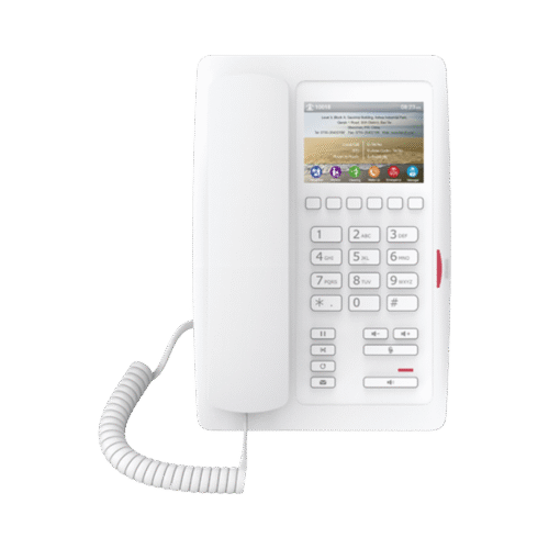 (H5 Color Blanco)Teléfono para Hotelería, profesional de gama alta con pantalla LCD de 3.5 pulgadas a color, 6 teclas programables para servicio rápido (Hotline) PoE