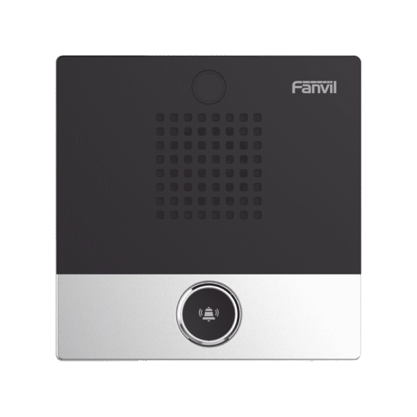 Mini Intercomunicador para hotelería y hospitales, con diseño elegante, PoE, 1 botón, 1 relevador integrado de salida y entrada.