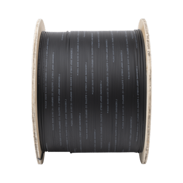 Carrete de 1 km de Fibra Óptica Drop, Interior/Exterior G.657A2 Monomodo de 1 hilo (unifibra), Dieléctrica, Forro Negro