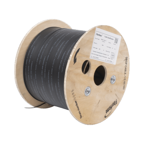 ICDROPA21C-l Carrete de 1 km de Fibra Óptica Drop, Interior/Exterior G.657A2 Monomodo de 1 hilo (unifibra), Dieléctrica, Forro Negro
