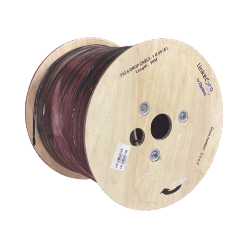 ICFIG8A11C_2KM-l Carrete de 2 km de Fibra Óptica Aérea Mini Figura 8 G.657A1 tipo Drop, Monomodo de 1 Hilo (unifibra), Color Negro