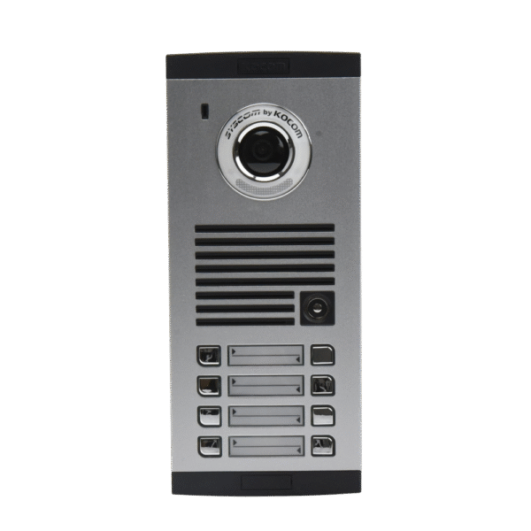 Frente de calle para 8 Apartamentos, compatible con monitores de 4 hilos, expandible a 20 o 32 deptos.