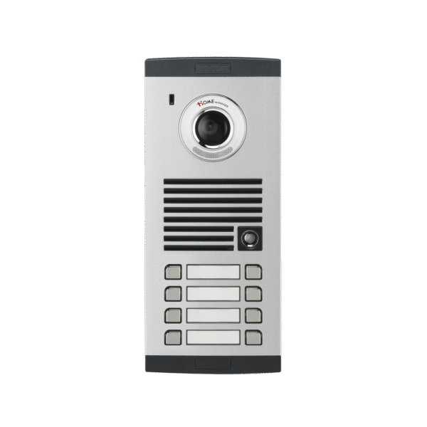 Frente de calle para 8 Apartamentos, compatible con monitores de 4 hilos, expandible a 20 o 32 deptos.