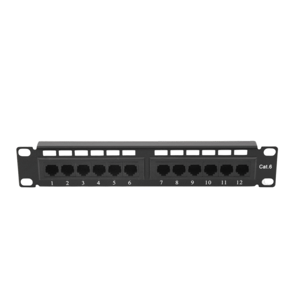 Panel de parcheo de impacto (110) UTP de 12 puertos 1U Cat6, 10in