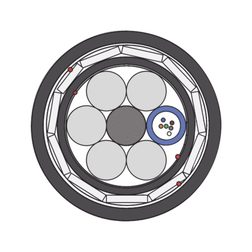 1 Kilómetro de Fibra Óptica Aérea (ADSS) G.652D Armada Anti roedor, Dieléctrica, Monomodo 6 Hilos, Span 200