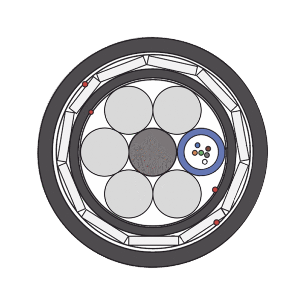 1 Kilómetro de Fibra Óptica Aérea (ADSS) G.652D Armada Anti roedor, Dieléctrica, Monomodo 6 Hilos, Span 200