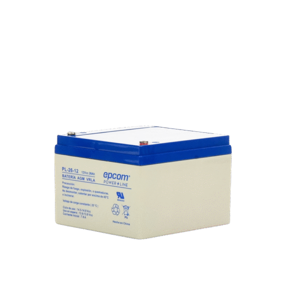 PL2612-AD-2-l Batería de Respaldo para equipo electrónico / UL / 12V @ 26 Ah / Tecnología AGM-VRLA / Uso en: Alarmas de intrusión / Incendio / Control de acceso / CCTV / Terminales tipo F1.