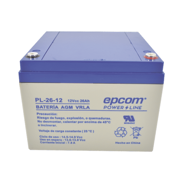 PL2612-l Batería de Respaldo para equipo electrónico / UL / 12V @ 26 Ah / Tecnología AGM-VRLA / Uso en: Alarmas de intrusión / Incendio / Control de acceso / CCTV / Terminales tipo F1.