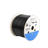 Bobina de cable de 305 m, Cat5E, con gel, para intemperie, doble forro extrema humedad, bajo tierra, UL, color negro para aplicaciones en CCTV, y redes de alta velocidad.