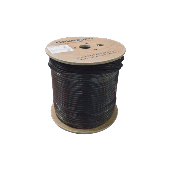 Bobina de cable de 450 m ( 1,476 ft ) compuesto por 2 pares de cable UTP 5e , blindado + 1 par calibre 16 LDPE. Uso en Intemperie