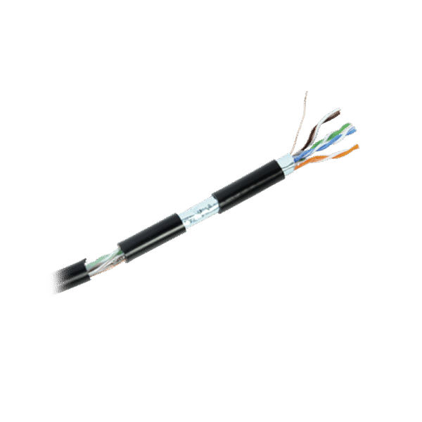 Bobina de cable de 305 m, Cat5e , FTP, blindado, para intemperie, color negro, UL, para aplicaciones en CCTV, redes de datos.