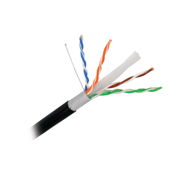 Cable Cat6+ CALIBRE 23, Intemperie con GEL DOBLE CHAQUETA, ETL, UL, color negro de 305 Metros, para Climas EXTREMOS