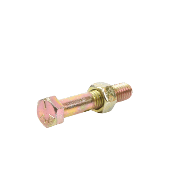 Paquete de 6 Tornillos Grado 5 con Tuercas Tropicalizadas de 3/8" x 2".