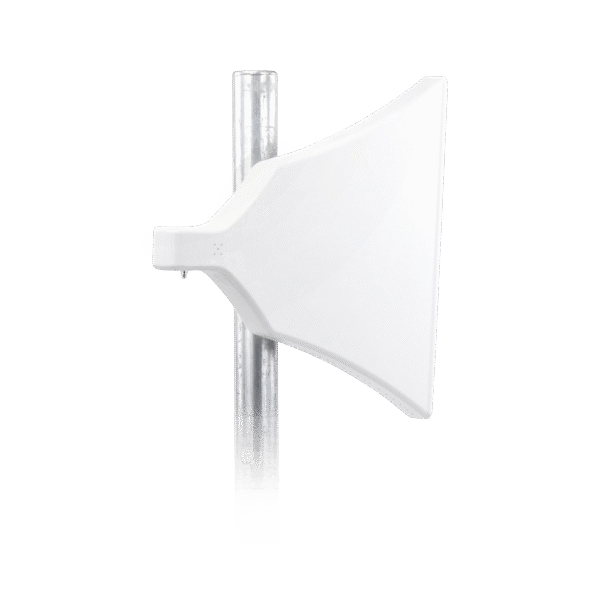 Antena Asimétrica de 90 °, 16 dBi, tipo cuerno de alta eficiencia, 4.9-6.5 GHz, , Conector SMA-Hembra, con montaje incluido