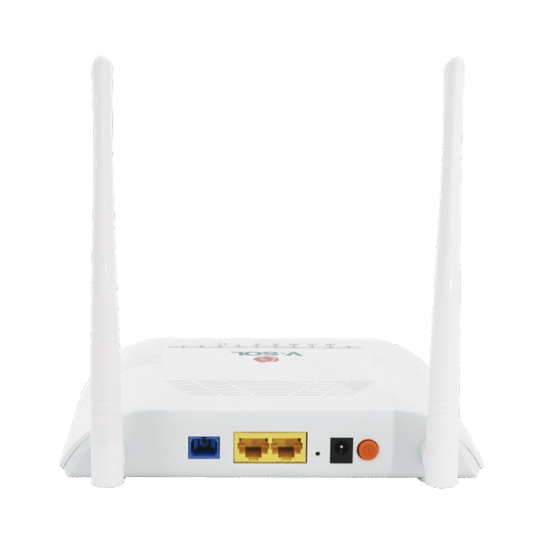 ONU Dual G/EPON con Wi-Fi en 2.4 GHz + 1 puerto LAN Gigabit + 1 puerto LAN Fast Ethernet, hasta 300 Mbps vía inalámbrico