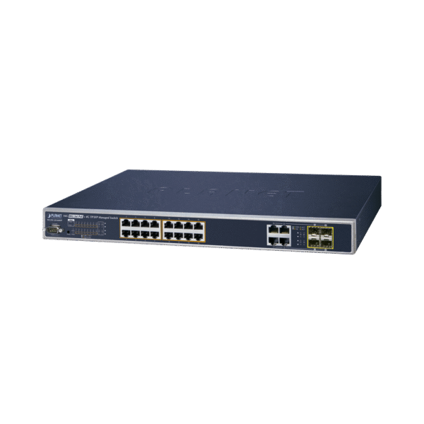 Switch Administrable 16 puertos 10/100/1000Mbps 802.3at PoE + 4 puertos GigabitTP/SFP Combo