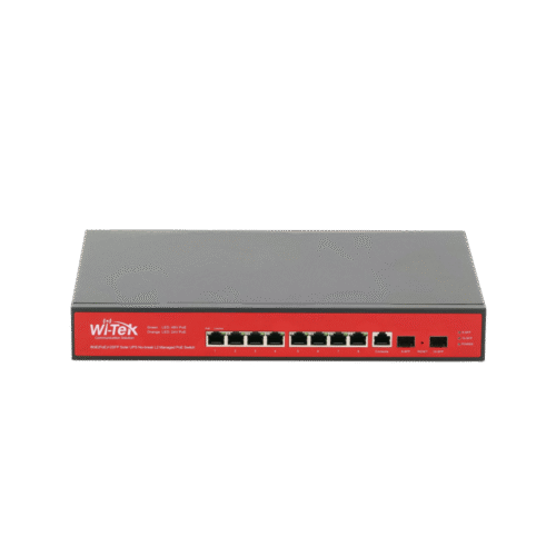 WIPMS310GFUPSPLUS-l Switch Administrable Capa 2 de 8 puertos 10/100/1000 PoEaf/at + 2 x SFP Gigabit, con respaldo para energía solar