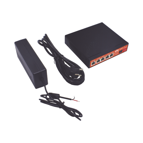 Controlador Solar de 5A con Switch PoE / 1 Puertos Gigabit PoE 802.3 bt / 2puertos PoE 802.3 af/at con 2 Puertos PoE Pasivo 24 Vcc / 1 Puerto SFP / No administrable