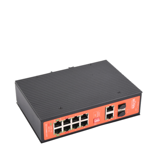 Switch Industrial PoE++ y pasivo de 24V / No administrable / Con 8 puertos Gigabit + 2 SFP combo / Presupuesto 300W