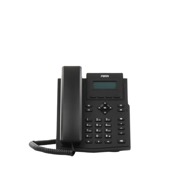 Teléfono IP empresarial para 2 lineas SIP con pantalla LCD, Códec Opus, conferencia de 3 vías, PoE.