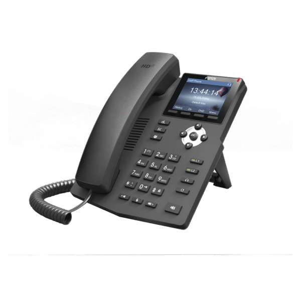 Teléfono IP empresarial para 2 lineas SIP con pantalla LCD de 2.8 pulgadas a color, puertos Gigabit y conferencia de 3 vías, PoE