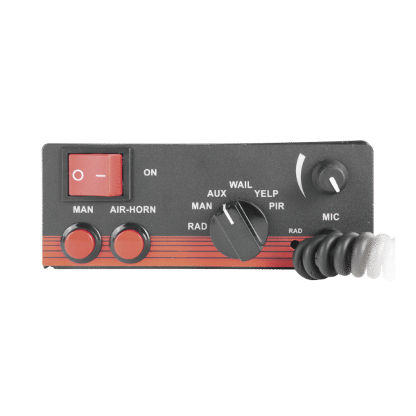Sirena Vehicular de 200W de Potencia, Con Switch Giratorio de 6 posiciones, Micrófono de Uso Rudo e Interconexión a Radio
