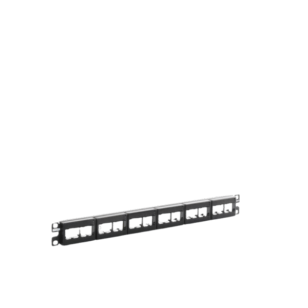 Panel de Parcheo Modular Mini-Com (Sin Conectores), Plano, Sin Blindaje, Con Etiqueta y Cubierta, de 24 puertos, 1UR