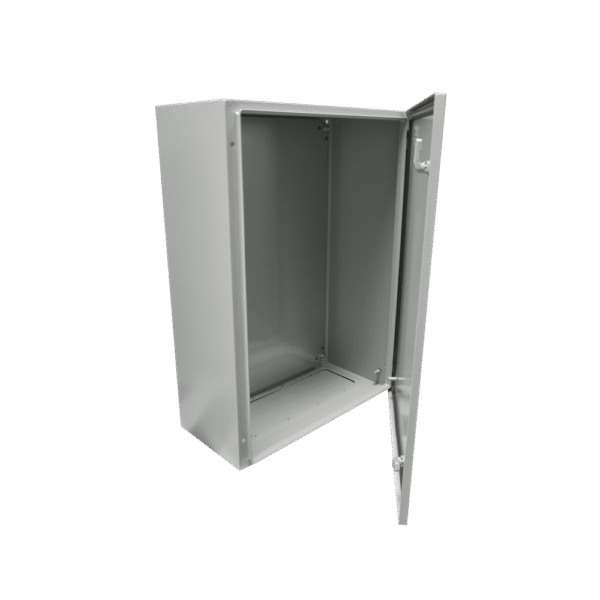 Gabinete de Acero IP66 Uso en Intemperie (500 x 700 x 250 mm) con Placa Trasera Interior y Compuerta Inferior Atornillable (Incluye Chapa y Llave).