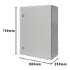 Gabinete de Acero IP66 Uso en Intemperie (500 x 700 x 250 mm) con Placa Trasera Interior y Compuerta Inferior Atornillable (Incluye Chapa y Llave).