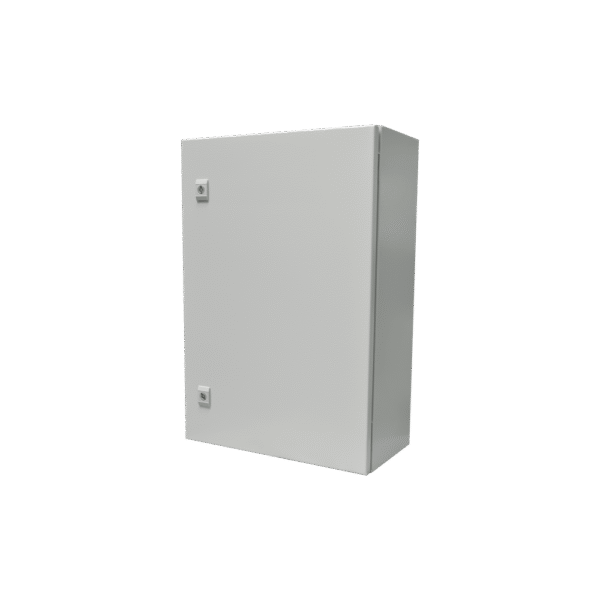 Gabinete de Acero IP66 Uso en Intemperie (500 x 700 x 250 mm) con Placa Trasera Interior y Compuerta Inferior Atornillable (Incluye Chapa y Llave).