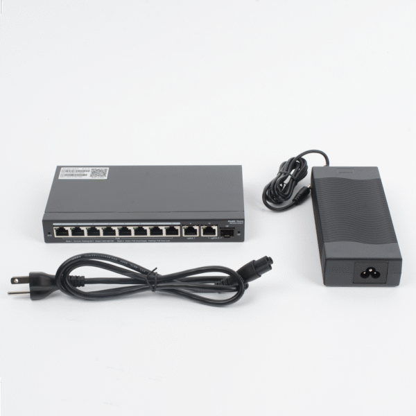 Switch Administrable PoE con 8 Puertos Gigabit PoE 802.3af/at + 1 Puerto Uplink Gigabit + 1 Puerto Combo SFP/RJ45 Gigabit, Gestión Gratuita desde la Nube, 120W