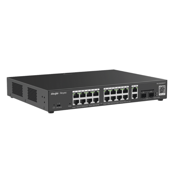 Switch PoE L2 Administrable en la Nube de 20 Puertos Gigabit, 16 PoE+, 2 Puertos RJ45 Gigabit, 2 Puertos SFP, 250W, Reconocimiento de cámaras IP, valor único para la red CCTV