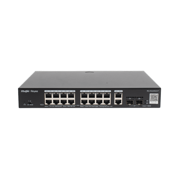 Switch PoE L2 Administrable en la Nube de 20 Puertos Gigabit, 16 PoE+, 2 Puertos RJ45 Gigabit, 2 Puertos SFP, 250W, Reconocimiento de cámaras IP, valor único para la red CCTV