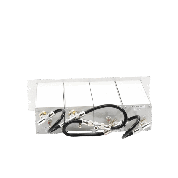 Duplexer Compacto Pasa Banda-Rechazo de Banda, 148-174 MHz, 4Cav.(4" por Lado) 600 kHz, 1.5 dB, 350 Watt, N Hembras.